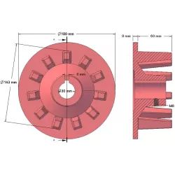 Rodillo n.º 48 – rodillo motriz de fundición Ø145 mm, paso 44 mm | fabricante KiJ