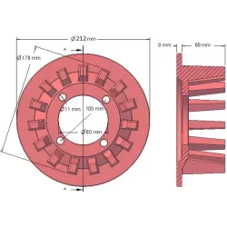Rodillo n.º 52 – rodillo motriz de fundición Ø178 mm, paso 40 mm, para máquinas Grimme | OEM Grimme 006.00031 | fabricante KiJ
