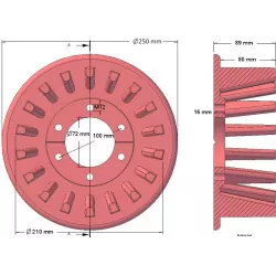 Rodillo n.º 55 – rodillo motriz de acero Ø215 mm, paso 40 mm, para ROPA Euro Tiger | OEM ROPA 252069 | fabricante KiJ