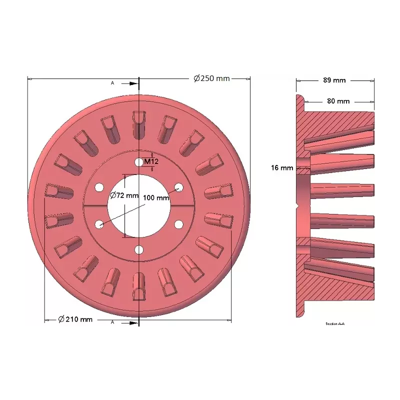 Rodillo n.º 55 – rodillo motriz de acero Ø215 mm, paso 40 mm, para ROPA Euro Tiger | OEM ROPA 252069 | fabricante KiJ