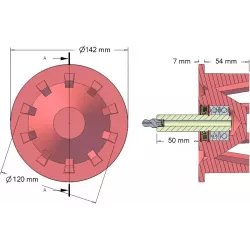 Rodillo n.º 56 – rodillo de reenvío de fundición Ø120 mm, paso 40 mm, para máquinas Stoll | OEM Stoll 1507970, 1507980 | fabricante KiJ