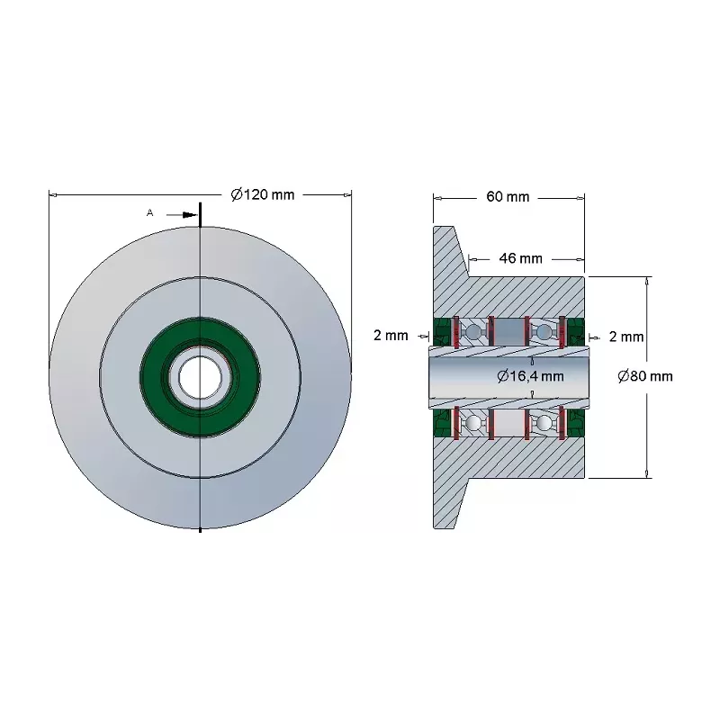 Rodillo n.º 59 – rodillo de reenvío de acero Ø80 mm para máquinas Reekie | OEM Reekie RSS1138 | fabricante KiJ