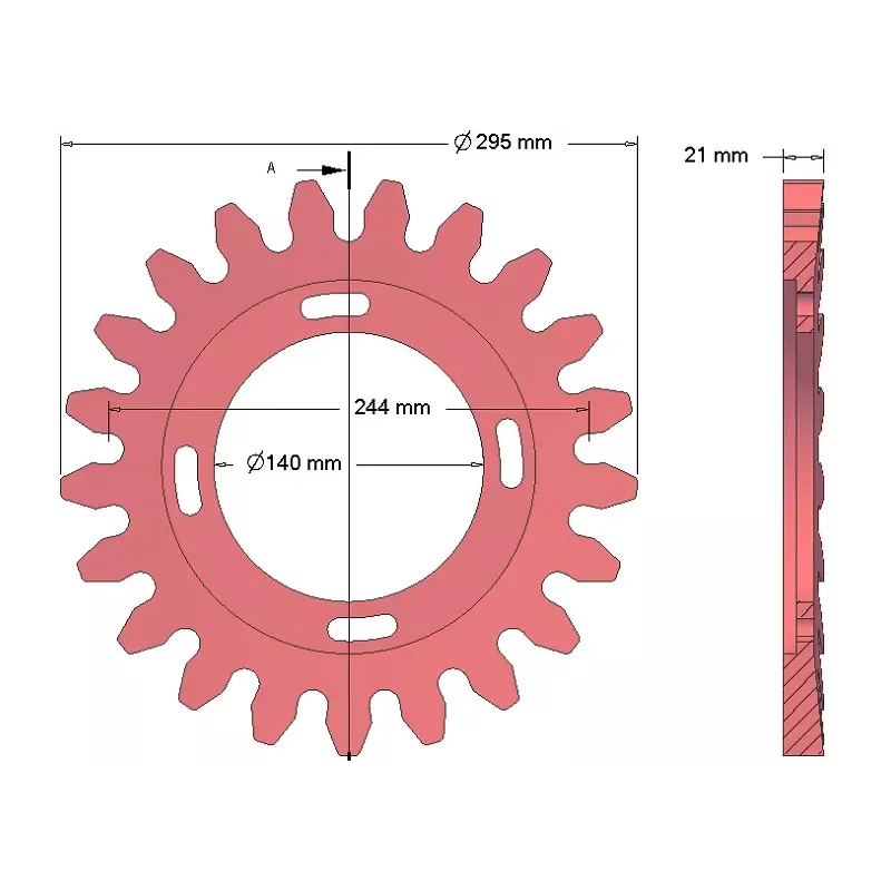Rodillo n.º 73 – rodillo motriz de fundición Ø295 mm, paso 40 mm, para máquinas Grimme | OEM Grimme 200.06504, 006.00294 | fabricante KiJ