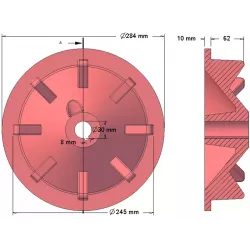 Rodillo n.º 74 – rodillo motriz de fundición Ø248 mm, paso 50 mm, para la cosechadora de patatas Anna | OEM Anna 564551003 | fabricante KiJ