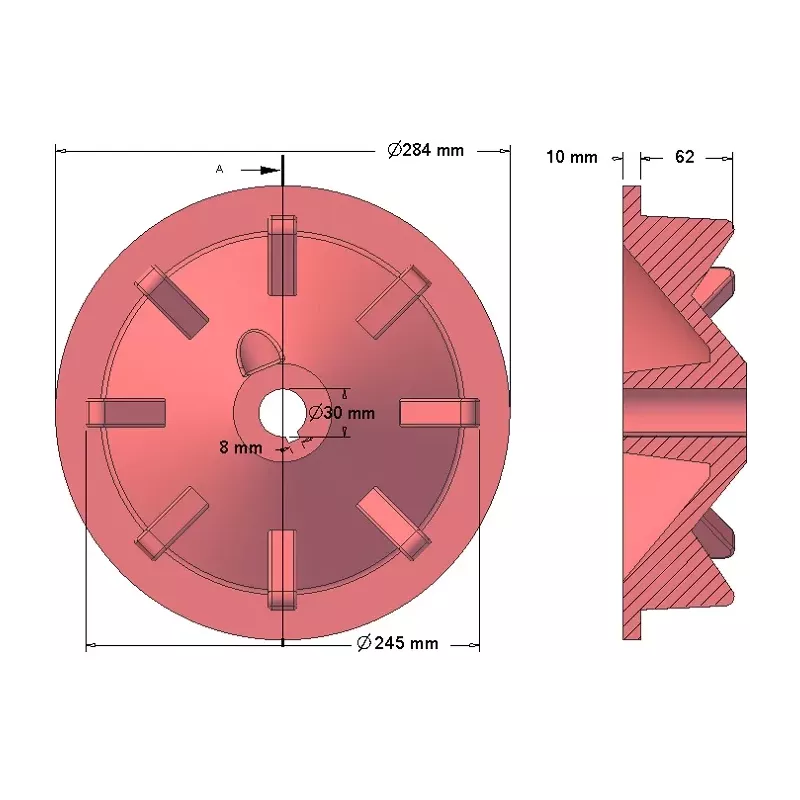 Rodillo n.º 74 – rodillo motriz de fundición Ø248 mm, paso 50 mm, para la cosechadora de patatas Anna | OEM Anna 564551003 | fabricante KiJ