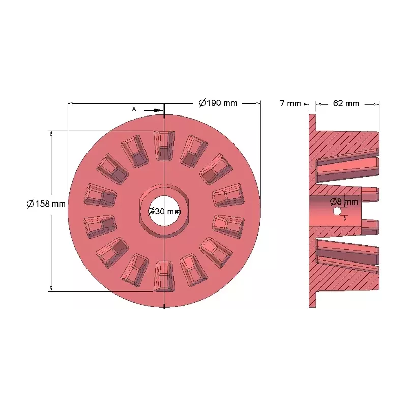 Rodillo n.º 76 – rodillo motriz de fundición Ø158 mm | fabricante KiJ