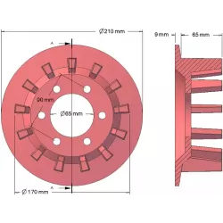 Rodillo n.º 78 – rodillo motriz de fundición Ø170 mm, paso 44 mm, para la cosechadora de patatas Bolko Z-643 | fabricante KiJ