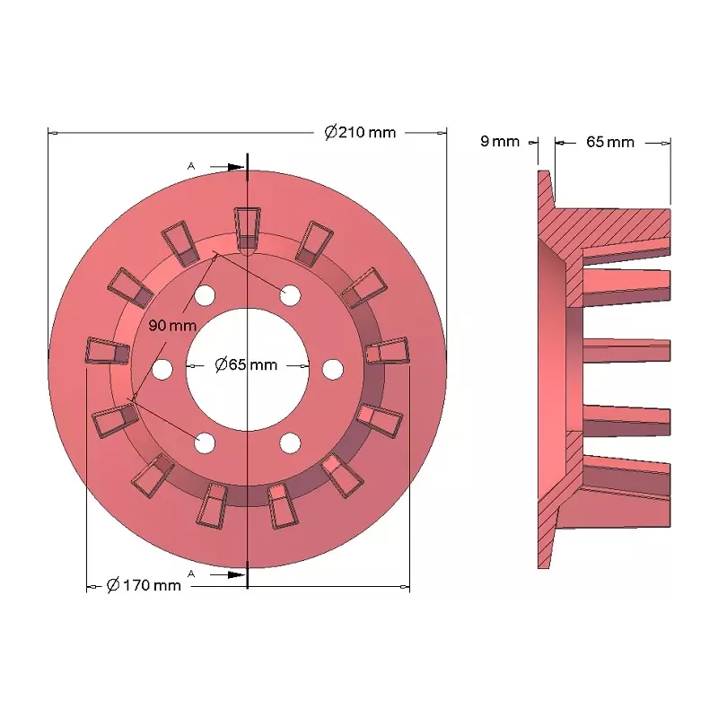 Rodillo n.º 78 – rodillo motriz de fundición Ø170 mm, paso 44 mm, para la cosechadora de patatas Bolko Z-643 | fabricante KiJ