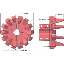 Rodillo n.º 79 – rodillo motriz de fundición Ø195 mm, paso 40 mm, para la cosechadora de patatas Anna | OEM Anna 564538002 | fabricante KiJ