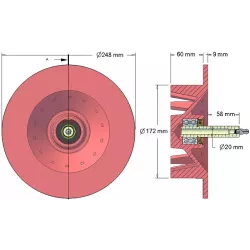 Rodillo n.º 84 – rodillo motriz de fundición Ø172 mm, paso 40 mm, para máquinas Stoll | OEM Stoll 0519040, 0519030 | fabricante KiJ