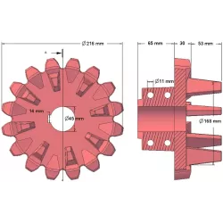 Rodillo n.º 98 – rodillo motriz de fundición Ø168 mm, paso 36 mm | fabricante KiJ