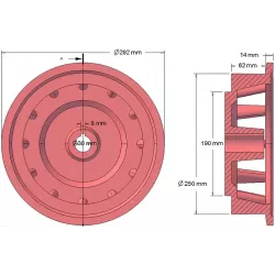 Rodillo n.º 103 – rodillo motriz de fundición Ø258 mm, paso 35 mm | fabricante KiJ