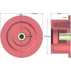 Rodillo n.º 121 – rodillo de apoyo Ø128 mm para máquinas Grimme | OEM Grimme 200.49508 | fabricante KiJ