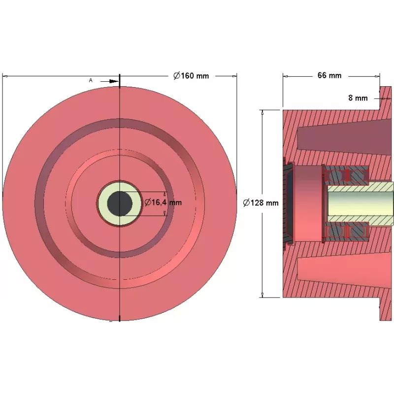 Rodillo n.º 121 – rodillo de apoyo Ø128 mm para máquinas Grimme | OEM Grimme 200.49508 | fabricante KiJ