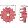 Rodillo n.º 123 – rodillo motriz de fundición Ø176 mm, paso 42 mm, para la cosechadora de patatas Anna Z644 | OEM Anna 564438002 | fabricante KiJ