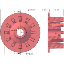 Rodillo n.º 130 – rodillo motriz de fundición Ø140 mm, paso 40 mm, para máquinas Grimme Europa Standard | OEM Grimme 006.00089 | fabricante KiJ