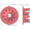 Rodillo n.º 131 – rodillo motriz de fundición Ø145 mm, paso 44 mm, para máquinas Grimme | OEM Grimme 006.00077, 006.00076 | fabricante KiJ