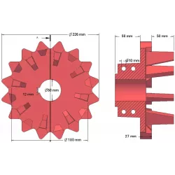 Rodillo n.º 142 – rodillo motriz de fundición Ø180 mm, paso 40 mm | fabricante KiJ