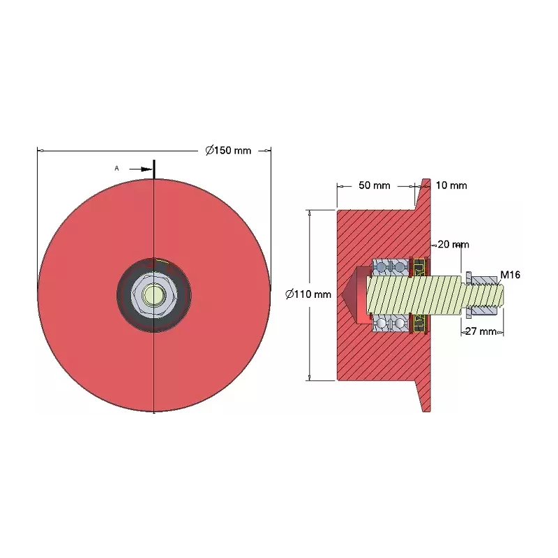 Rodillo n.º 144 – rodillo de reenvío de fundición Ø110 mm | OEM 6.33.00-2 | fabricante KiJ