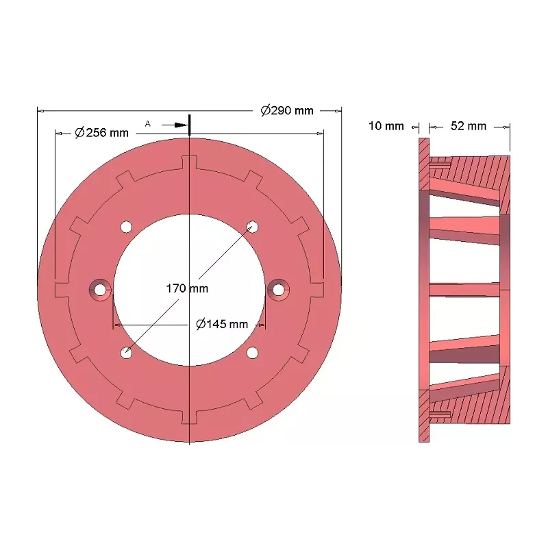 Rodillo n.º 170 – rodillo motriz de fundición Ø251 mm, paso 35 mm | fabricante KiJ