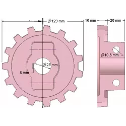 Rodillo n.º 201 – rodillo de fundición Ø124 mm | OEM 5642-63-050, 5642-63-049, 000.10.009.00 | fabricante KiJ