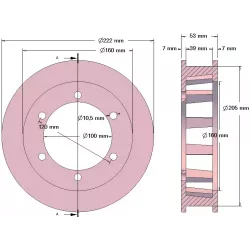 Rodillo n.º 206 – rodillo motriz de fundición Ø205 mm, paso 50 mm, para máquinas Pomac | fabricante KiJ