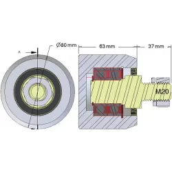 Rodillo n.º 268 – rodillo de apoyo de acero Ø80 mm para máquinas AVR | OEM AVR 3102.15.20 | fabricante KiJ