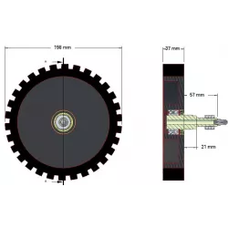 Rodillo n.º 4 – rodillo alimentador de hojas de acero y goma Ø195 mm para máquinas Grimme | OEM Grimme 200.05168 | fabricante KiJ