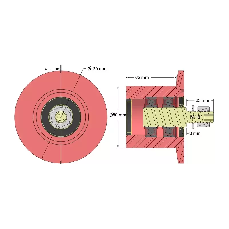 Rodillo n.º 316 – rodillo de reenvío de acero Ø80 mm para máquinas Guaresi | OEM Guaresi P7755190000 | fabricante KiJ