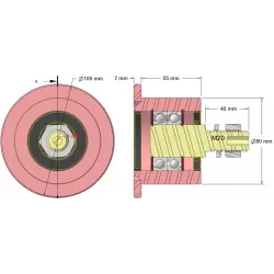 Rodillo n.º 326 – rodillo de apoyo de acero Ø80 mm para máquinas Sandei | fabricante KiJ