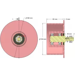 Rodillo n.º 328 – rodillo de reenvío de acero Ø150 mm para máquinas Sandei | OEM Sandei K0015 | fabricante KiJ