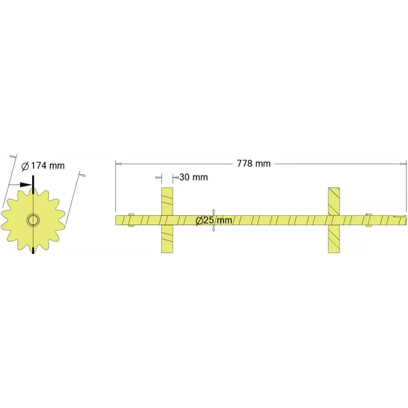 Rodillo n.º 342 – rodillo Ø174 mm, paso 32 mm | fabricante KiJ