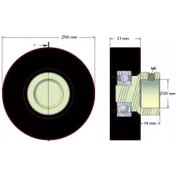 Rodillo n.º 146 – rodillo de goma Ø65 mm para máquinas Amac | OEM Amac 6.39.00-3 | fabricante KiJ
