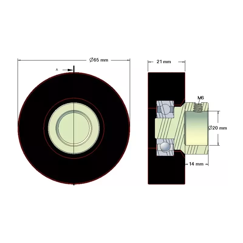 Rodillo n.º 146 – rodillo de goma Ø65 mm para máquinas Amac | OEM Amac 6.39.00-3 | fabricante KiJ