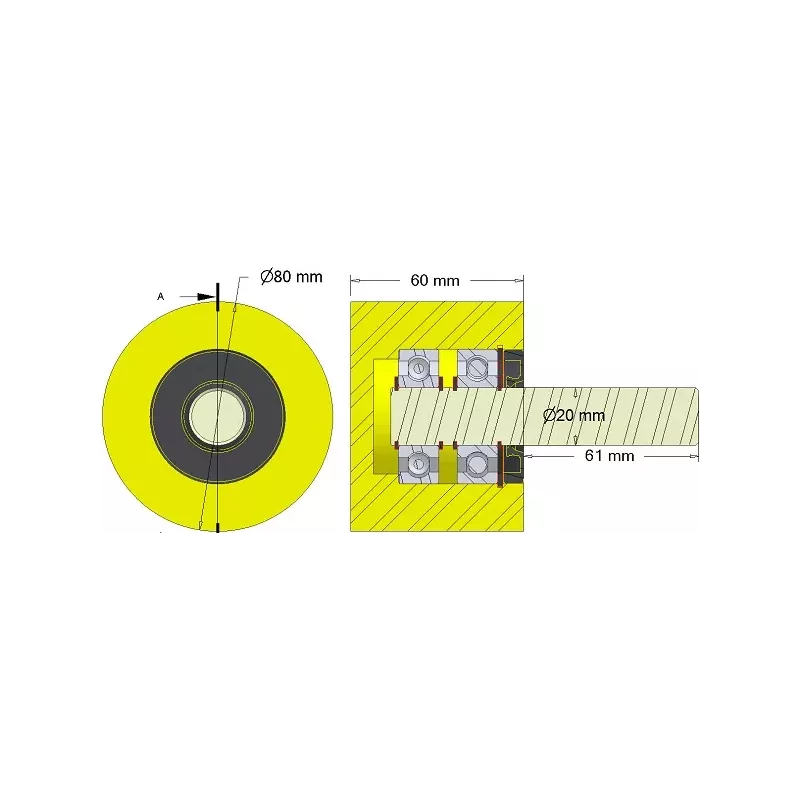 Rodillo n.º 283 – rodillo de apoyo de plástico Ø80 mm para máquinas Dewulf | OEM Dewulf 2660001B | fabricante KiJ
