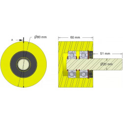 Rodillo n.º 285 – rodillo de apoyo de plástico Ø80 mm para máquinas Dewulf | OEM Dewulf 2660001C | fabricante KiJ