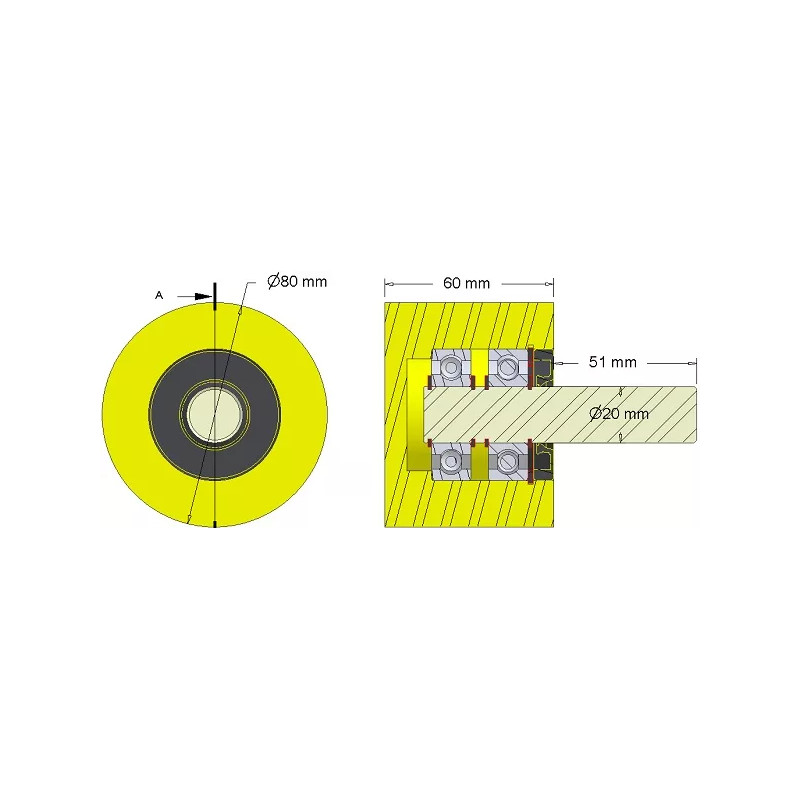 Rodillo n.º 285 – rodillo de apoyo de plástico Ø80 mm para máquinas Dewulf | OEM Dewulf 2660001C | fabricante KiJ