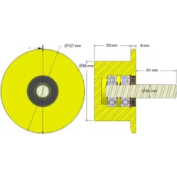 Rodillo n.º 286 – rodillo de apoyo de plástico Ø90 mm para máquinas Dewulf | OEM Dewulf 2660012C | fabricante KiJ