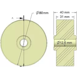Rodillo n.º 295 – rodillo de apoyo de plástico Ø80 mm para máquinas Dewulf | OEM Dewulf 2660222 | fabricante KiJ