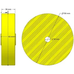 Rodillo n.º 318 – rodillo de plástico Ø150 mm para máquinas Guaresi | OEM Guaresi P7755190000 | fabricante KiJ