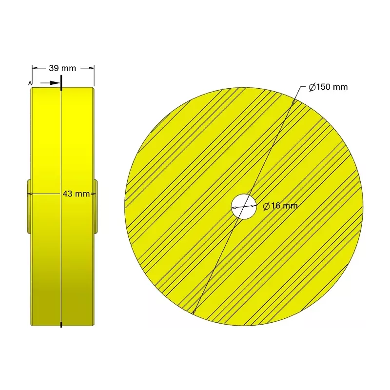 Rodillo n.º 318 – rodillo de plástico Ø150 mm para máquinas Guaresi | OEM Guaresi P7755190000 | fabricante KiJ