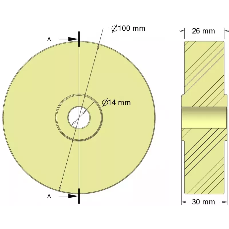Rodillo n.º 330 – rodillo de plástico Ø100 mm para máquinas Sandei | fabricante KiJ
