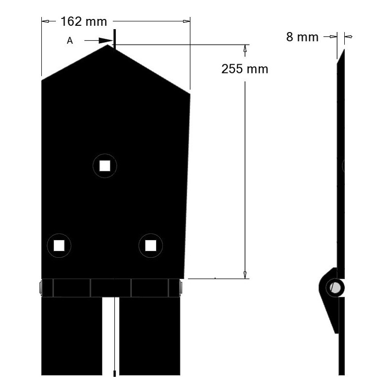 Reja derecha 8-162-255P – reja para cosechadoras Wuhlmaus | OEM Wuhlmaus 0000213300 | fabricante KiJ